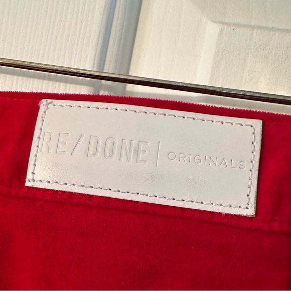 RE/DONE 26 Velvet High Rise Ankle Crop Jeans Pants Red Holiday Christmas Party - Picture 15 of 16